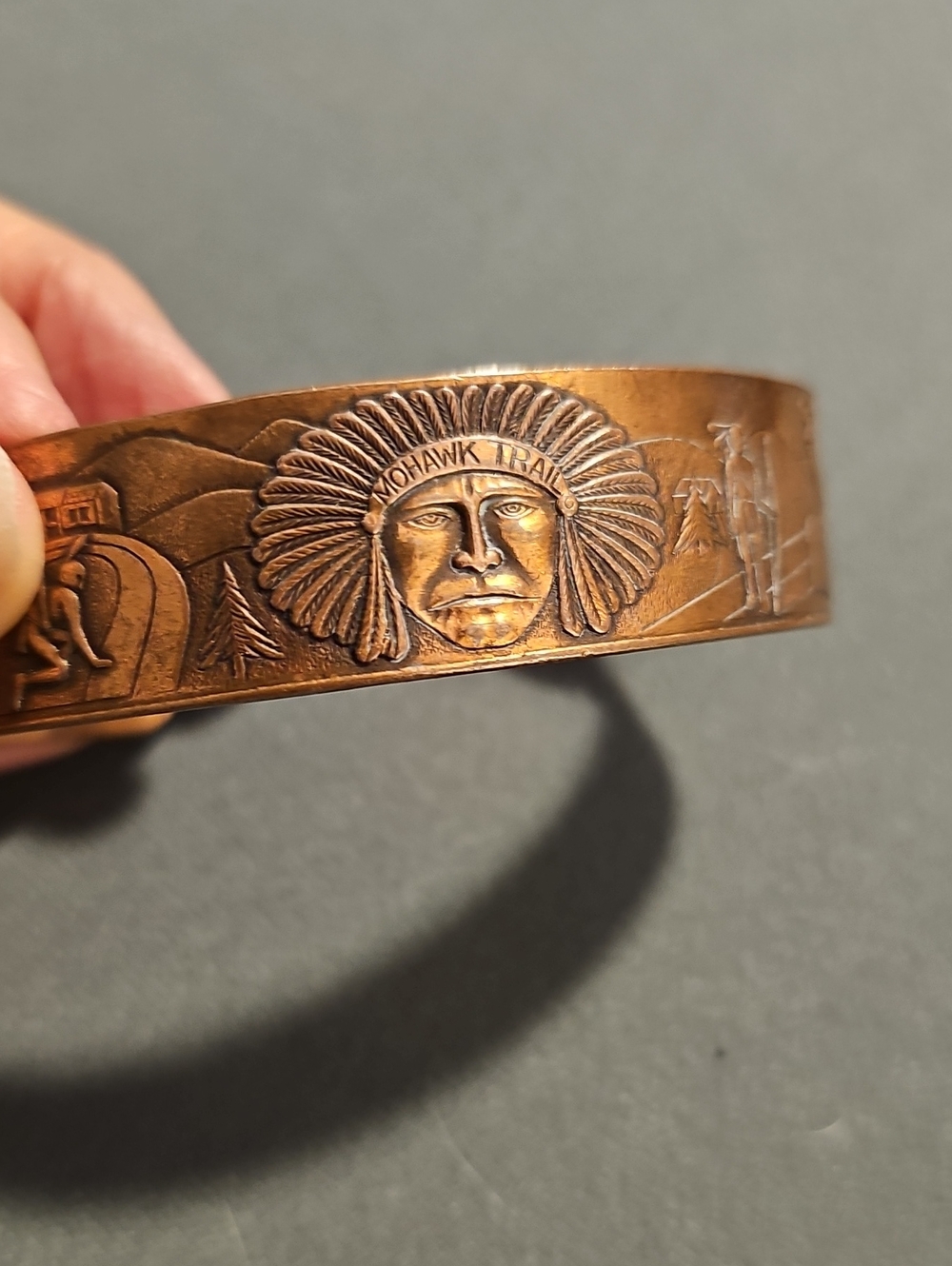 Tony Hawk Copper Tone Embossed Cuff Bracelet - Copper Brown. Vintage